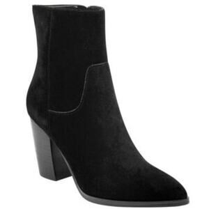 Marc Fisher LTD Giana Black Suede Bootie Pointed Toe Ankle Boot Classic Heel 6.5